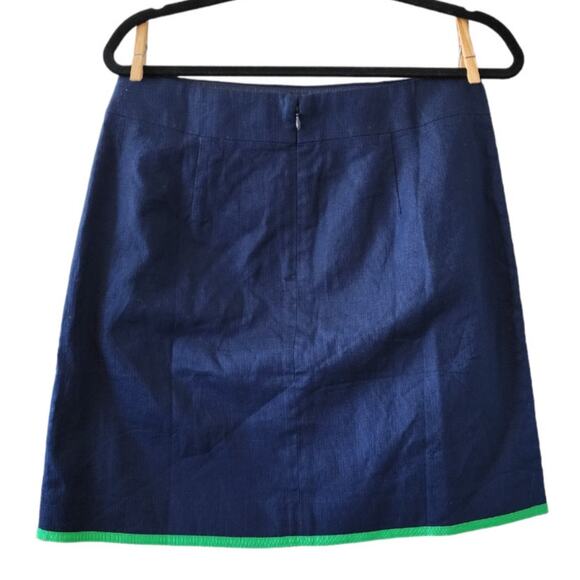Reimagined by J.Crew Factory Tipped Skirt in Basketweave Navy Green Size 10 - Picture 3 of 8